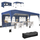 Outsunny 10 ft W x 20 ft L Pop Up Canopy Tent Instant Canopy with Reflective Strips - Dark Blue-Spacious 10 x 20 ft gazebo for outdoor gatherings