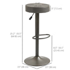 HOMCOM Adjustable Swivel Modern Bar Stools - Dark Grey - 2 Pack-Easy-to-clean leather cover
