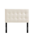 Modway Lily Stain-Resistant Performance Velvet Twin Size Headboard - Alabaster-Padded Construction
