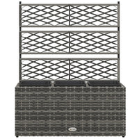 Outsunny PE Wicker Raised Garden Bed with Trellis-Three 2.9 gallons (11 L) planters in bottom bed: grow different plants individually