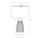 Monarch Specialties 27" H Contemporary Table Lamp - Grey Ceramic / Grey Shade-With a 5ft long transparent cord, this perfectly sized lighting accent can be set on an end or side table in your living room or home office, or on a bedside table for an elegant coastal look in a bedroom