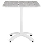 Modway Maine 28" Outdoor Patio Dining Table - White Light Grey-Light Grey Synthetic Wood Slats