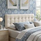 Modway Lily Stain-Resistant Performance Velvet Full Size Headboard - Alabaster-Biscuit Tufted Design