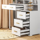 HOMCOM Vanity Table with Illuminated LED Mirror - 39.4" L x 15.7" W x 54.3" H - White-Assembly required