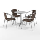 Flash Furniture 23.5'' Square Aluminum Indoor-Outdoor Table, 4 Rattan Chairs (TLH24SQ020CHR4)-Aluminum/aluminum, plastic, rattan, stainless steel