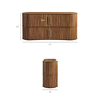 Modway Radcliffe 63" Curved Fluted Sideboard Buffet Cabinet - Walnut-Curved Tambour Sliding Doors