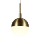 Hudson&Canal Orb 8" Wide Small Pendant with Glass Shade - Brass/White Milk-Includes an adjustable 8 ft. cord
