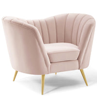 Modway Opportunity Performance Velvet Armchair - Pink-Vintage Glamour Style