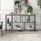 Hudson&Canal Winthrop 52"W Console Table with Glass Shelves - Blackened Bronze-Product Dimensions: 10" L x 52" W x 29" H
