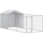 PawHut Outdoor Dog Kennel and Dog Run with Cover - 19.7' x 7.5' x 7.5' - Silver-Expansive living space for large dogs and smaller breeds 