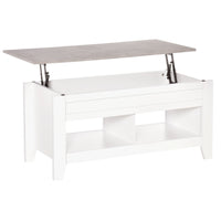 HOMCOM Lift Top Coffee Table with Hidden Storage and Open Shelves - White-Lift top coffee table with hidden storage space for storing your home items