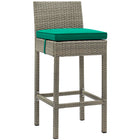 Modway Conduit Outdoor Patio Wicker Rattan Bar Stool - Light Gray Green - Set of 4-Synthetic PE Rattan Weave