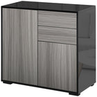 HOMCOM 31.1" L High Gloss Buffet Sideboard with 2 Drawers - Gray and Black-Great for storing dinnerware, glasses, cups, books, and more