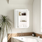 HOMCOM Bathroom Wall Cabinet with 2 Doors and Adjustable Shelves - White-Made from painted MDF, reliable and safe for daily storage
