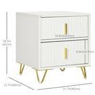 HOMCOM Nightstand with Metal Legs- White-The surface is melamine-coated for easy cleaning