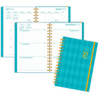Mead 2026-27 Colour Pop Turquoise Weekly/Monthly Planner - Poly Cover with Bungee - 15+3 Months - 8½" x 6"  - Bilingual-Twin coil binding