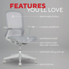 Staples Mesh Task Chair - Grey-Ergonomic backrest shape supports natural body position