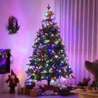 HOMCOM 6' Pre-Lit Artificial Christmas Tree with Dual-Colour LED Lights - Green-11 pre-set modes enhance varied festive lighting effects 
