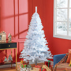 HOMCOM 6' Artificial Christmas Tree with 928 Branch Tips - White-Features 928 noble leaf tips which offer ample room for decoration 