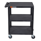 Luxor ENDURA 34" H Three-Tier Utility Cart - 24" W x 18" D - Black-It supports a total weight capacity of 300 pounds, distributing up to 100 pounds evenly per shelf