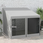 Outsunny 10 ft W x 10 ft L Wall Mounted Pergola Gazebo with Curtains and Nettings - Light Grey-Features handy drainage holes