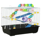 PawHut 31" Large Hamster Cage with Tunnel Tube System - Black-Play tubing system add more fun and allows your small pet to move freely