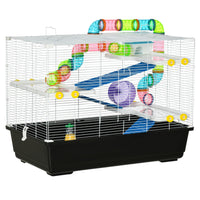 PawHut 31" Large Hamster Cage with Tunnel Tube System - Black-Play tubing system add more fun and allows your small pet to move freely