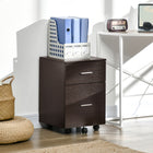 Vinsetto Mobile 2-Drawer Letter/A4 Filing Cabinet with Wheels - Brown-Compact design makes it suitable for next to or under your computer and writing desk
