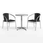 23.5'' Round Aluminum Indoor-Outdoor Table with 2 Black Rattan Chairs (TLH-ALUM-24RD-020BKCHR2-GG)-6