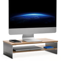 ShoppingAll 2-Tiers Wooden Monitor Stand Riser with Storage Organizer - Walnut-[PREMIUM ENGINEERED WOOD DESIGN] Made with high-quality MDF, our monitor stand is designed for durability. Its refined finish complements any workspace, be it at home or in the office.