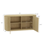 Manhattan Comfort Olivia 60" Modern Sideboard - Natural Oak-Smooth Wooden Rounded Edges Add a Modern Charm and Enhance Safety