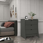 Manhattan Comfort Coney 27.55" Mid-Century Modern Dresser - Grey-Includes 3 Spacious Drawers With Simple .75 Gliding Mechanism.