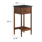 Modway Zaire 18" Bathroom Vanity - Walnut/Black-Fixed Drawer