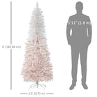HOMCOM 6' Artificial Christmas Tree with Metal Base - Pink/White-Hinge construction/section design/branches being opened automatically for quick setup 
