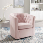 Modway Prospect Tufted Performance Velvet Swivel Armchair - Pink-Performance Velvet Upholstery