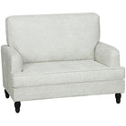 HOMCOM 45" Accent Chair with Turned Legs - Wide Seat for Living Room - Cream/White-Breathable leathaire fabric and thick sponge offer comfort and support 
