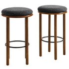 Modway Fable Boucle Fabric Bar Stools - Walnut Charcoal - Set of 2-30 Inch Bar Stools - Set of 2