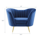 Modway Opportunity Performance Velvet Armchair - Navy-Stain-Resistant Performance Velvet Upholstery