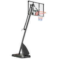 Soozier 9.6' to 11.5' Height Adjustable Basketball Hoop with Backboard and Weighted Base-Jack lift design with handle to adjust the height, suitable for different ages and skill levels
