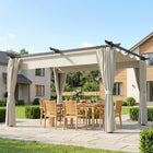 Outsunny Outdoo Pergola with Retractable Canopy and Curtains - 10' x 13' - Cream White-Adjustable canopy slides for sunlight control or breeze flow 