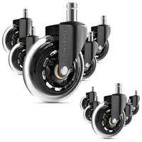 MotionGrey Rollerblade Office Chair Wheels - Heavy Duty Replacement Casters for Hardwood Floors - Black - Set of 2-Smooth & Silent Rolling: High-precision ball bearings and polyurethane wheels ensure effortless, quiet movement on all floor types