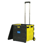 BAZIC Products Folding Cart on Wheels with Lid Cover - 16" x 18" x 15" - Yellow-Perfect for carrying books, paper, personal items, file folders, even groceries