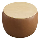 Modway Perla Round Vegan Leather Storage Ottoman - Tan-Non-Marking Foot Glides
