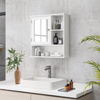 Kleankin Wall Mounted Bathroom Mirror Cabinet with Door and Adjustable Shelf - White-Constructed of MDF board for durability   