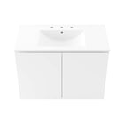 Modway Bryn 36" Wall-Mount Bathroom Vanity - White-Soft-Close Doors