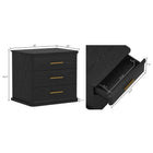 Manhattan Comfort Clifford Traditional 3-Drawer Nightstand - Black-Three Storage Drawers: Ample concealed storage keeps your bedside looking clean and clutter-free