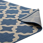 Modway Cerelia Moroccan Trellis Indoor/Outdoor Area Rug - 5 ft W x 8 ft L - Blue/Beige-High Density / Machine-Woven