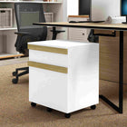Vinsetto 2-Drawer Letter/A4 Filing Cabinet with 5 Wheels - White Wood Grain-Material: Particleboard
