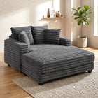 HOMCOM 60" Oversized Upholstered Chaise Lounge Sofa Bed - Grey-Includes matching pillows for extra comfort and a stylish, layered look
