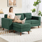 HOMCOM L-Shaped Sectional Sofa with Chaise Lounge - Dark Green-Reinforced steel frame ensures robust support up to 660 lb/300 kg